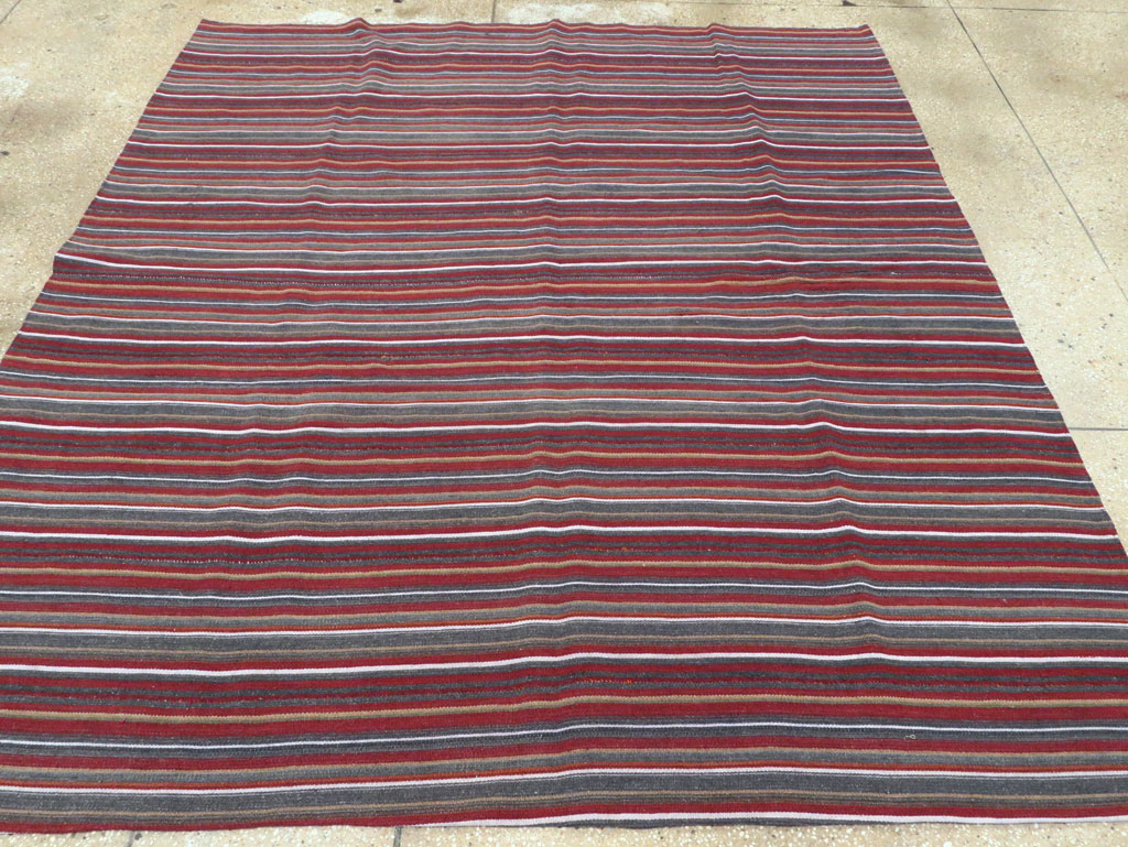 Vintage Persian Flatweave Kilim Square Accent Carpet, No.28515 - Gsblank