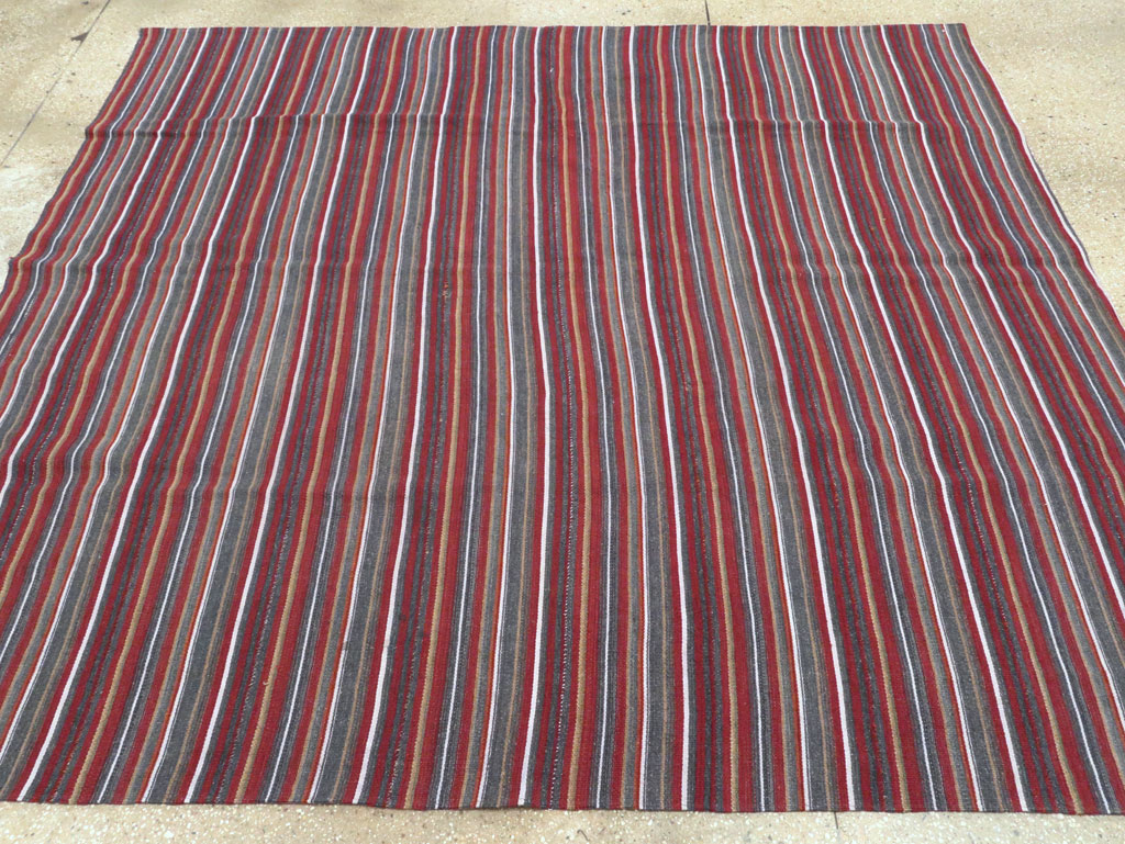 Vintage Persian Flatweave Kilim Square Accent Carpet, No.28515 - Gsblank