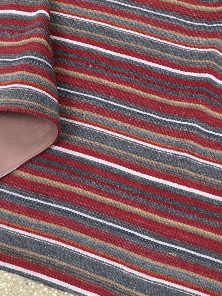 Vintage Persian Flatweave Kilim Square Accent Carpet, No.28515 - Gsblank