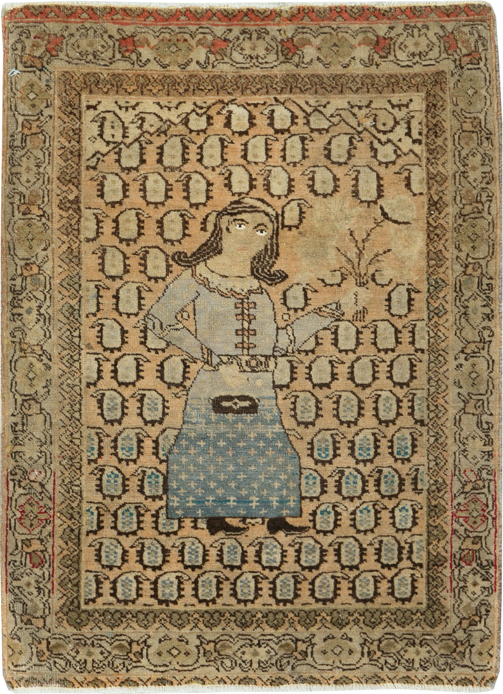 Antique Persian Tabriz Pictorial Rug, No.28553 - Gsblank