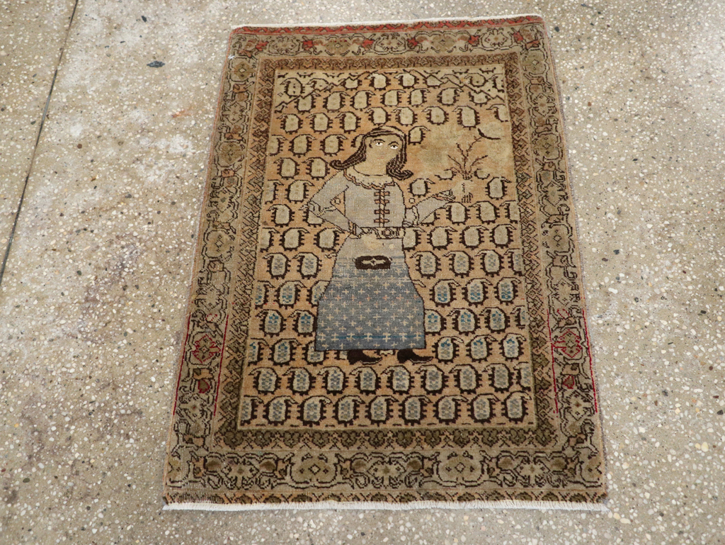 Antique Persian Tabriz Pictorial Rug, No.28553 - Gsblank