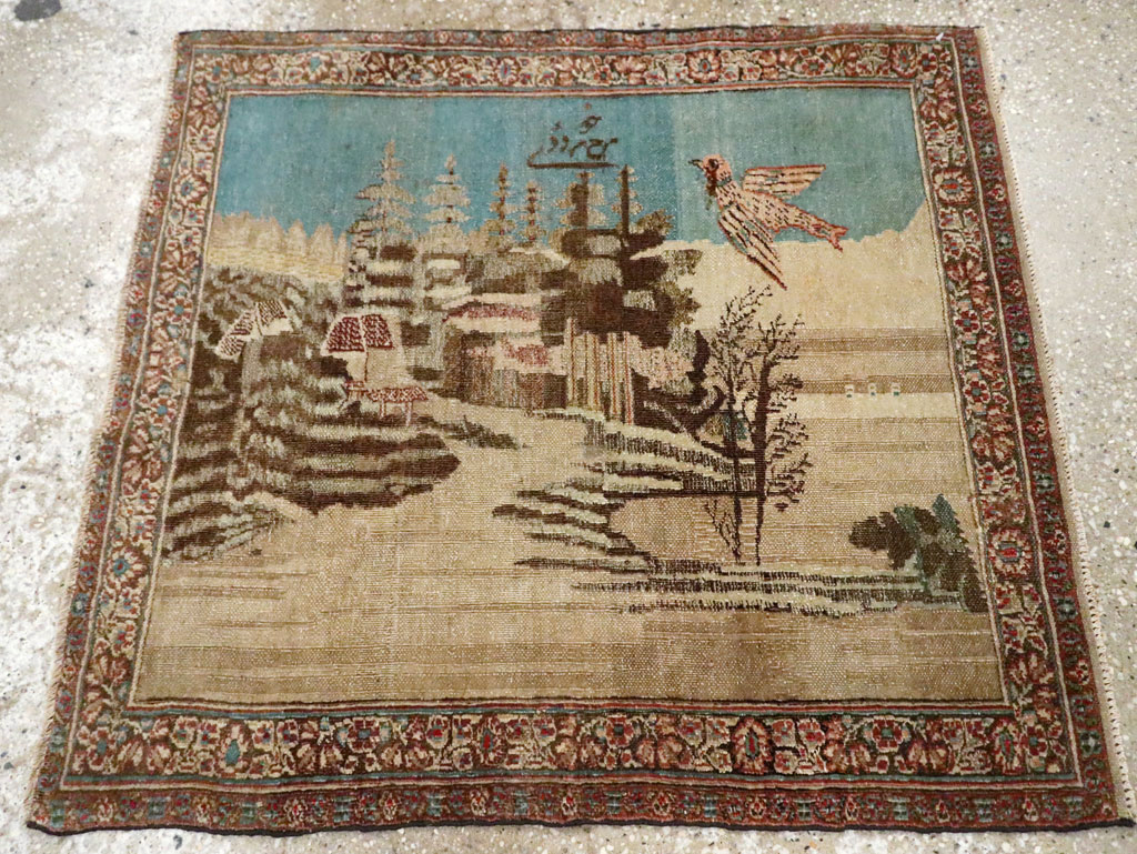 Vintage Persian Tabriz Pictorial Rug, No.28554 - Gsblank