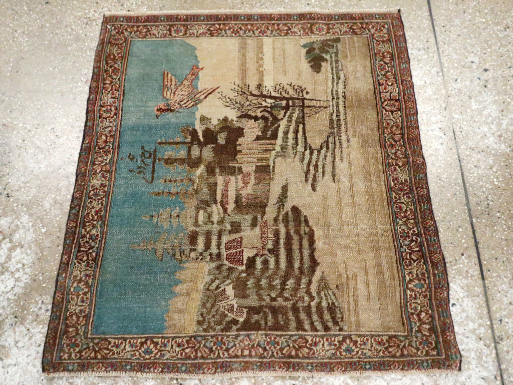 Vintage Persian Tabriz Pictorial Rug, No.28554 - Gsblank