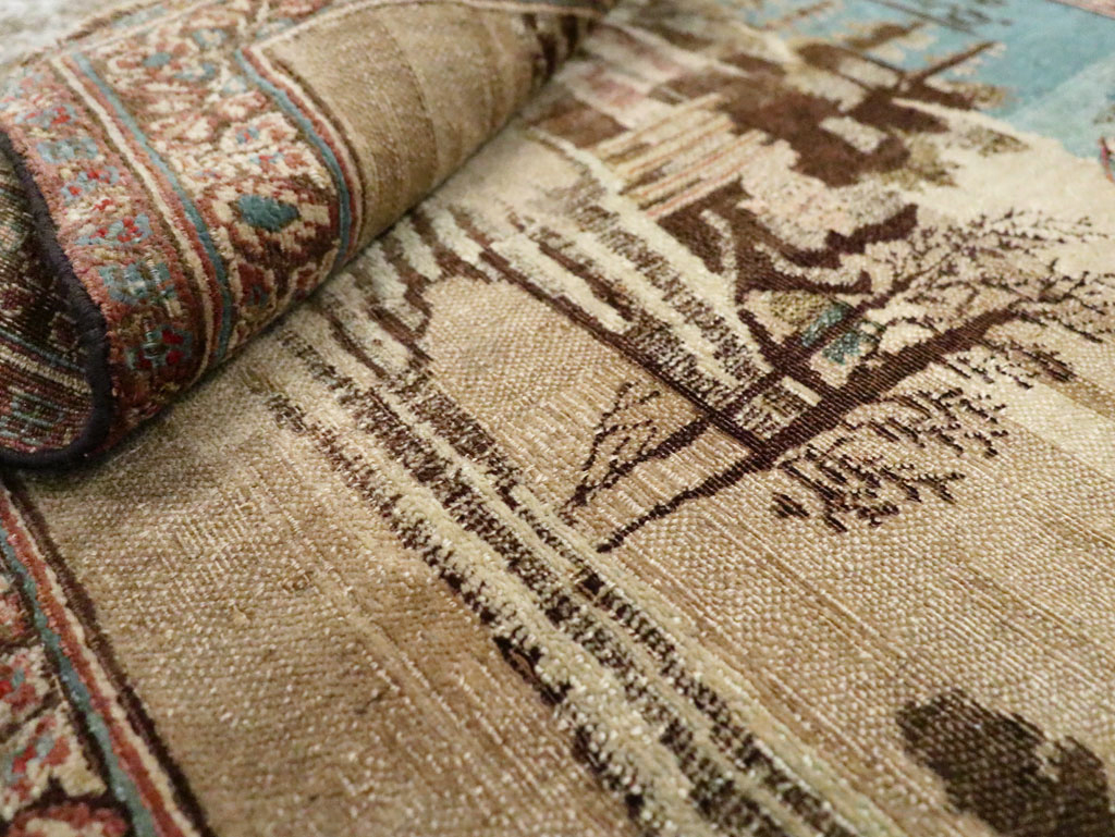 Vintage Persian Tabriz Pictorial Rug, No.28554 - Gsblank