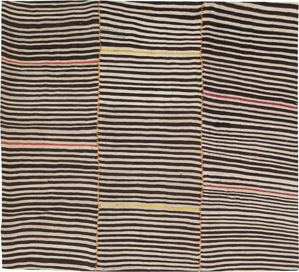 Vintage Persian Flatweave Kilim Square Accent Rug, No.28557 - Gsblank