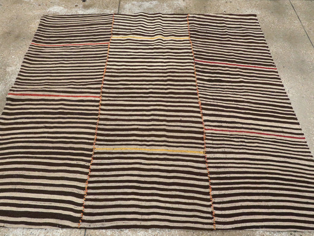 Vintage Persian Flatweave Kilim Square Accent Rug, No.28557 - Gsblank