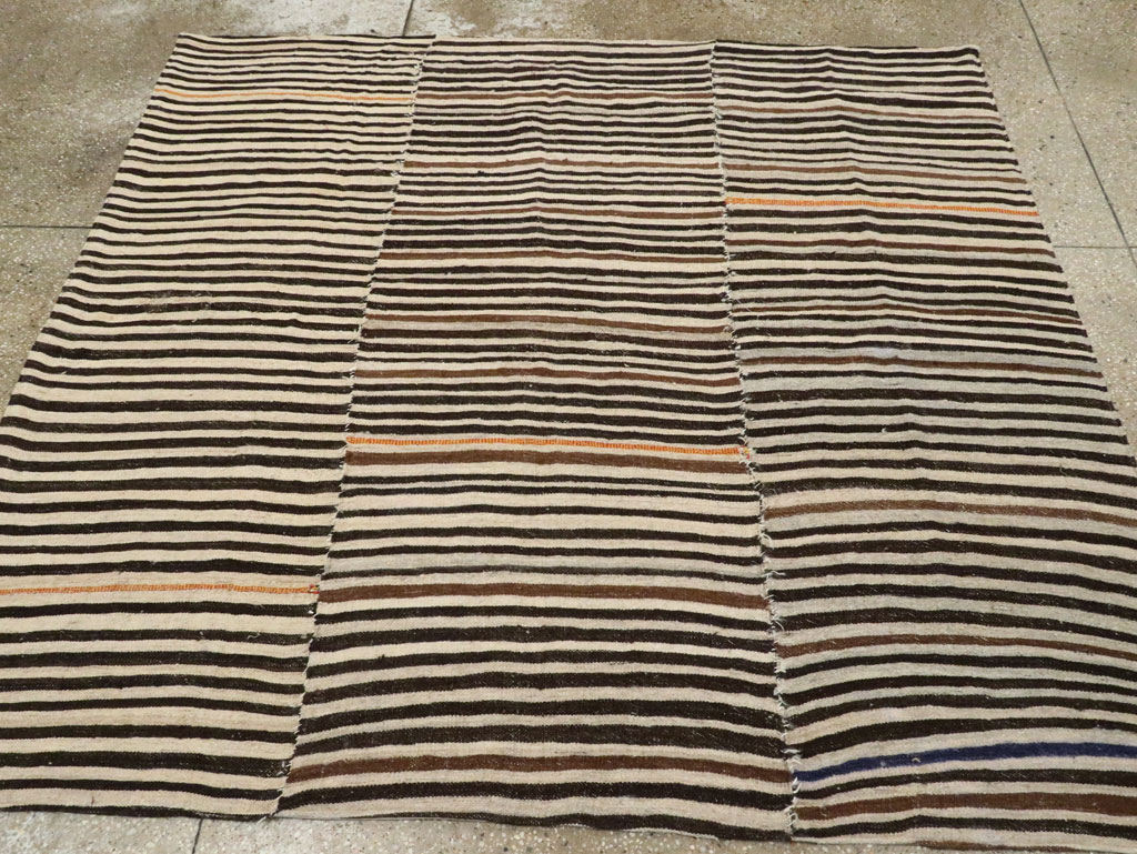 Vintage Persian Flatweave Kilim Square Accent Rug, No.28558 - Gsblank