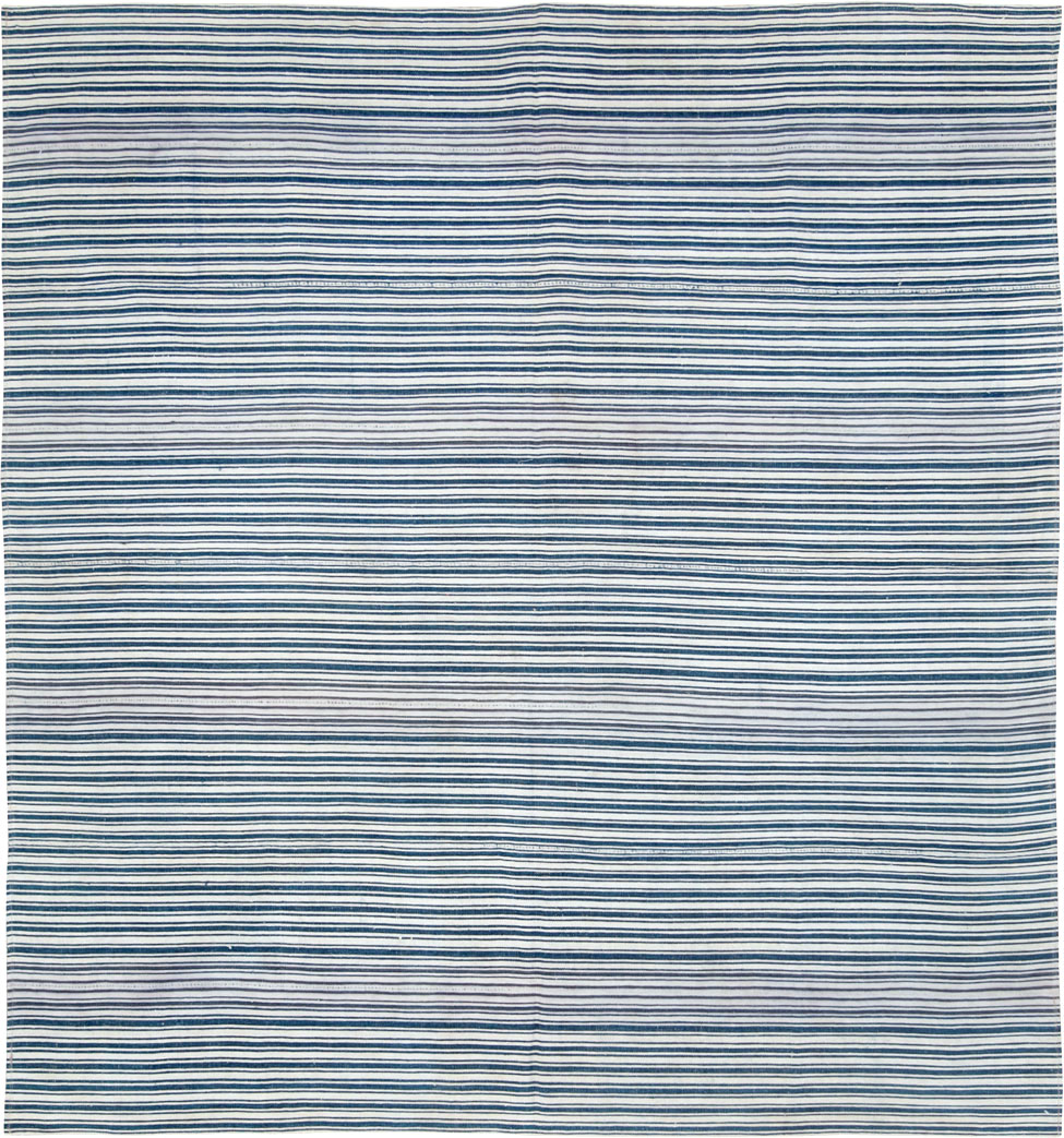 Vintage Persian Flatweave Kilim Square Accent Carpet, No.28569 - Gsblank