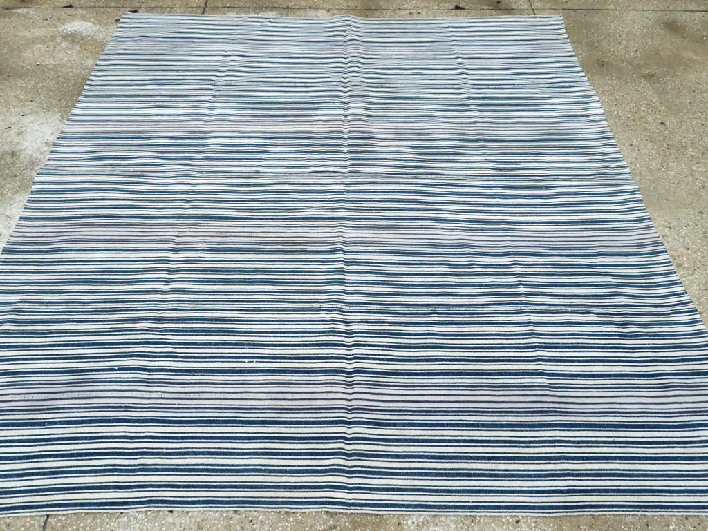 Vintage Persian Flatweave Kilim Square Accent Carpet, No.28569 - Gsblank