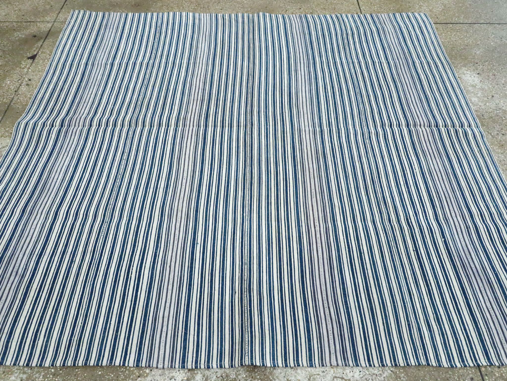 Vintage Persian Flatweave Kilim Square Accent Carpet, No.28569 - Gsblank