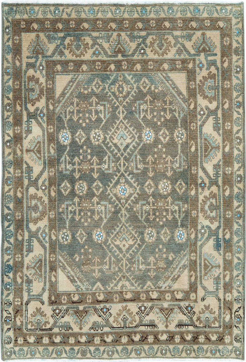 Vintage Persian Malayer Throw Rug, No.28592 - Gsblank