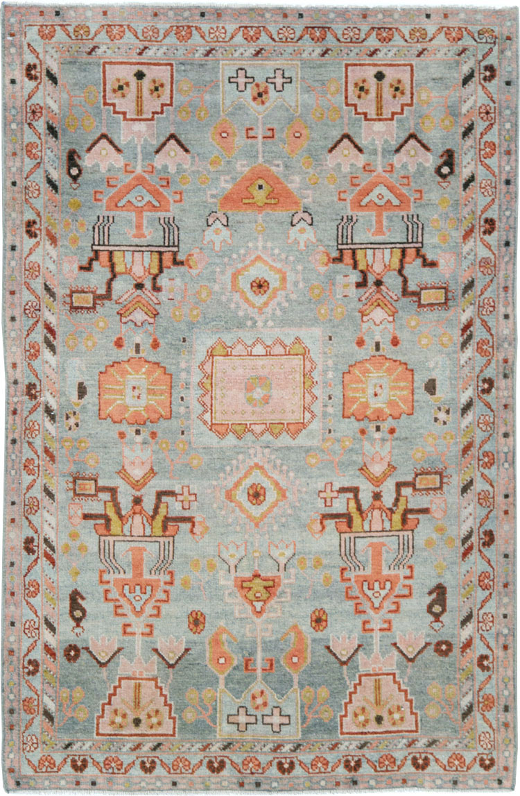 Vintage Persian Malayer Throw Rug, No.28595 - Gsblank