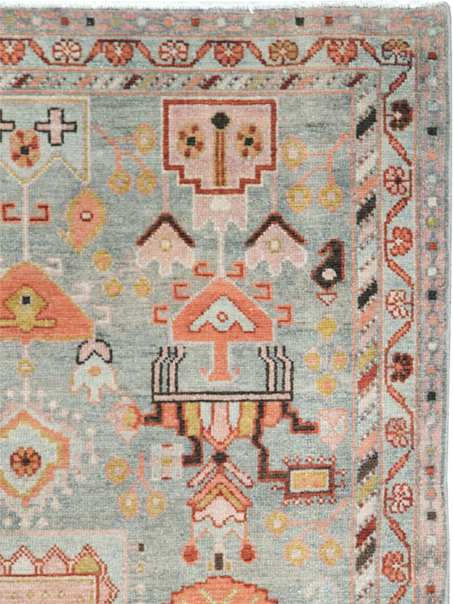Vintage Persian Malayer Throw Rug, No.28595 - Gsblank