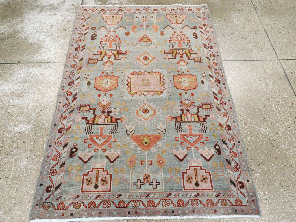 Vintage Persian Malayer Throw Rug, No.28595 - Gsblank