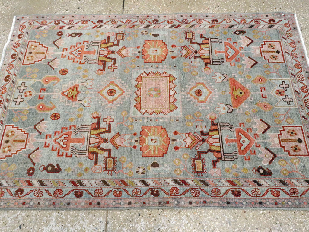 Vintage Persian Malayer Throw Rug, No.28595 - Gsblank