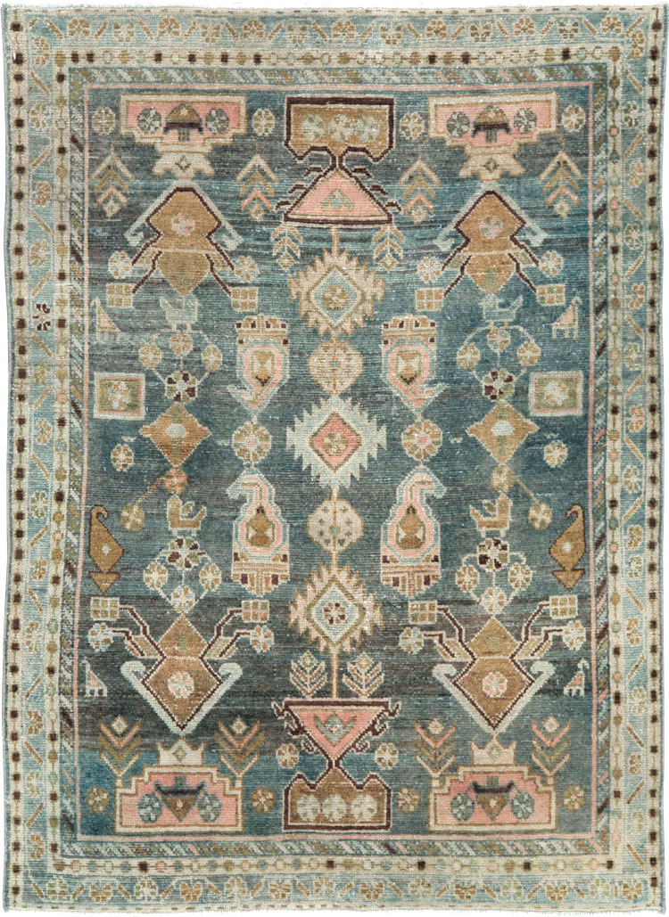 Vintage Persian Malayer Throw Rug, No.28606 - Gsblank