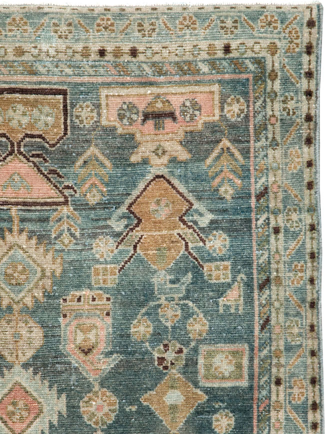 Vintage Persian Malayer Throw Rug, No.28606 - Gsblank