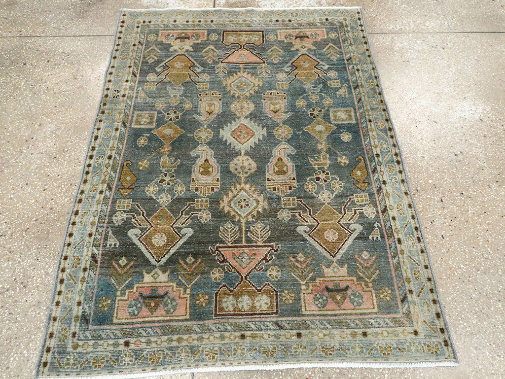 Vintage Persian Malayer Throw Rug, No.28606 - Gsblank
