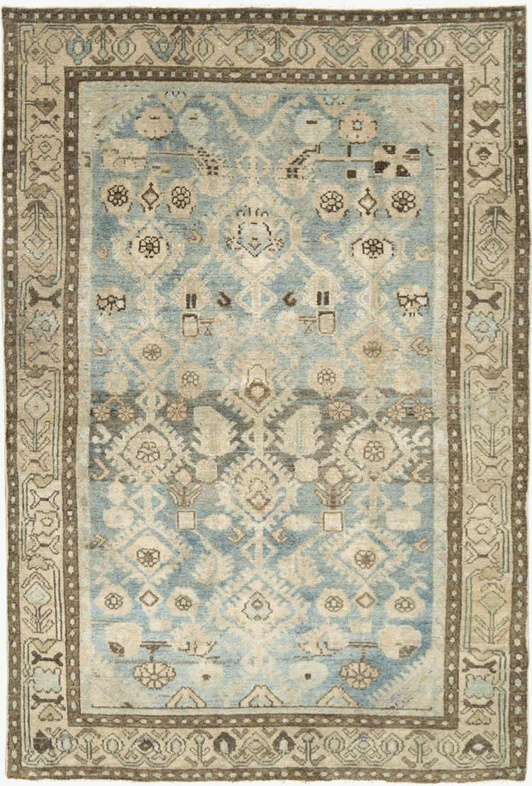 Vintage Persian Malayer Throw Rug, No.28823 - Gsblank