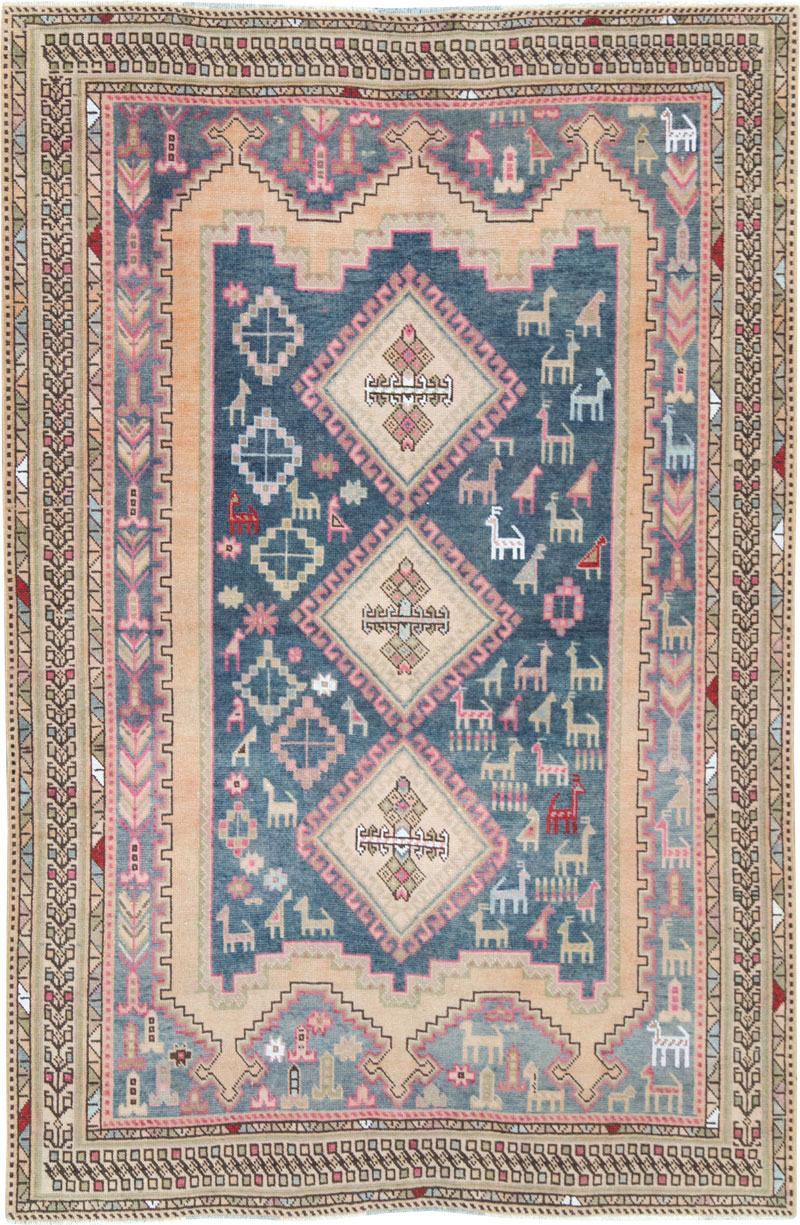Vintage Persian Afshar Accent Rug, No.28862 - Gsblank