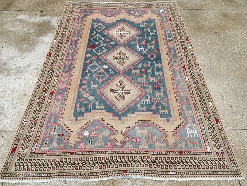 Vintage Persian Afshar Accent Rug, No.28862 - Gsblank