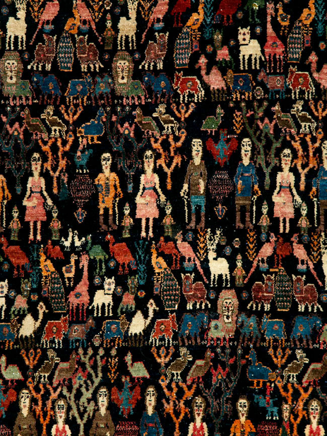 Antique Persian Senneh Malayer Pictorial Rug, No.28880 - Gsblank