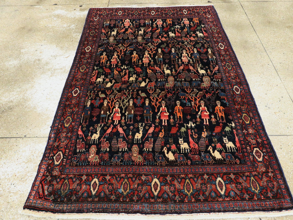 Antique Persian Senneh Malayer Pictorial Rug, No.28880 - Gsblank