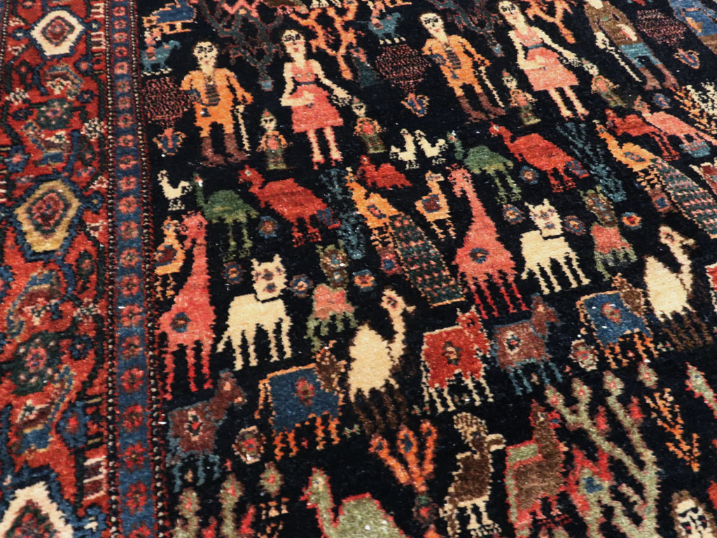 Antique Persian Senneh Malayer Pictorial Rug, No.28880 - Gsblank