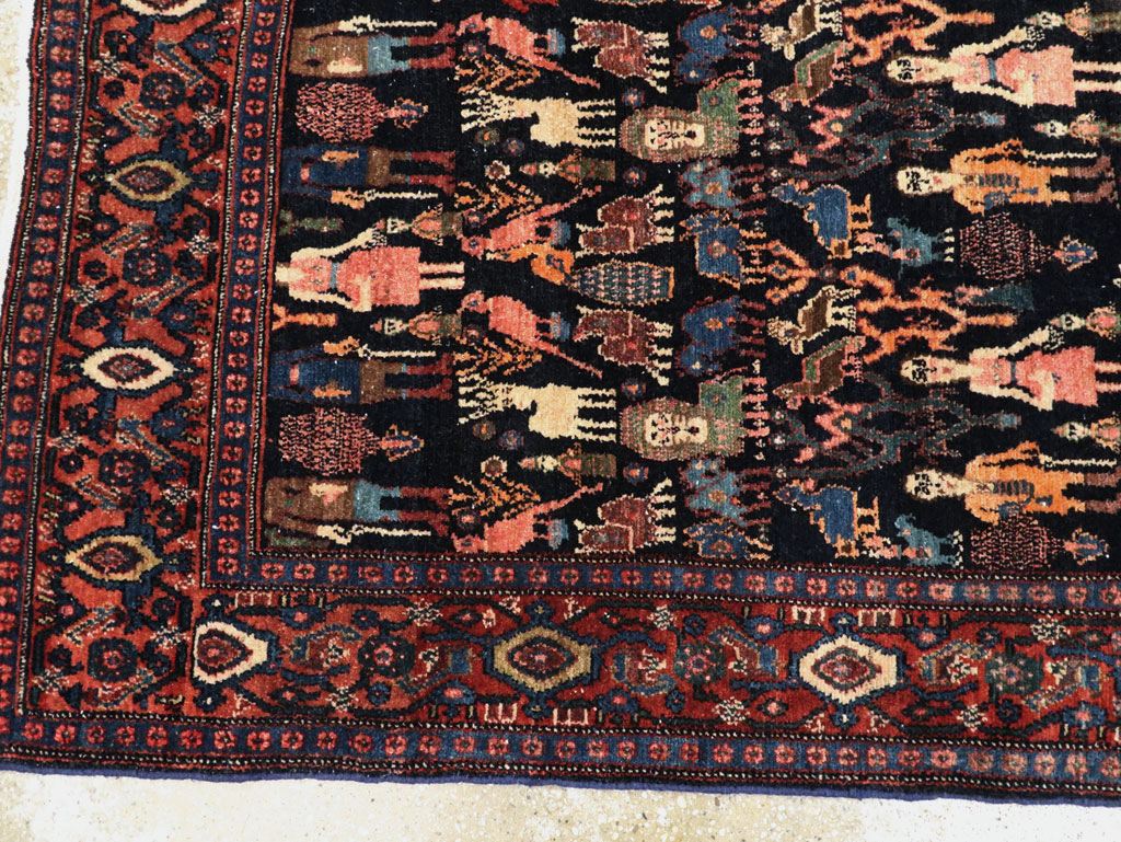 Antique Persian Senneh Malayer Pictorial Rug, No.28880 - Gsblank