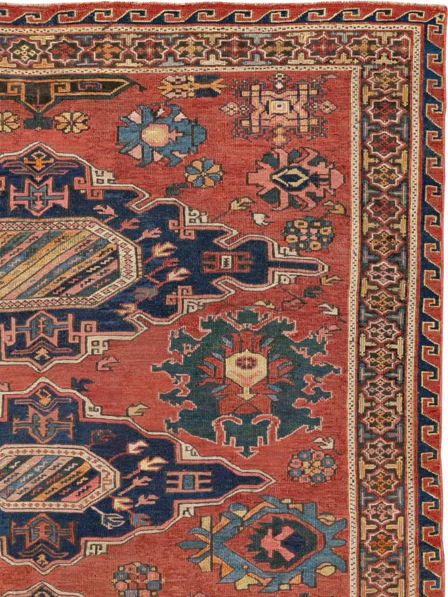 Antique Russian Soumak Square Throw Rug, No.28893 - Gsblank