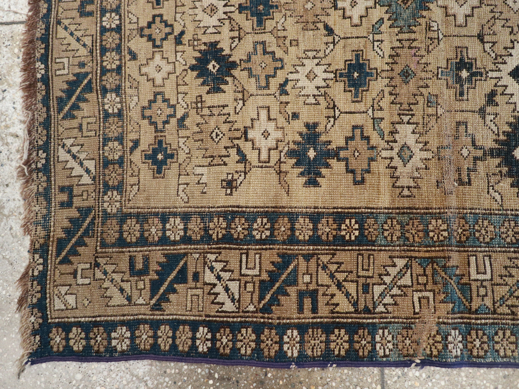 Distressed Antique Caucasian Shirvan Square Accent Rug, No.28894 - Gsblank