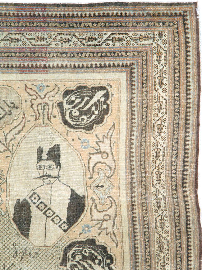 Antique Persian Tabriz Pictorial Rug, No.28901 - Gsblank