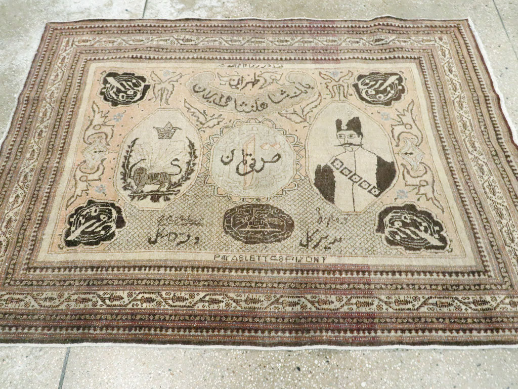 Antique Persian Tabriz Pictorial Rug, No.28901 - Gsblank