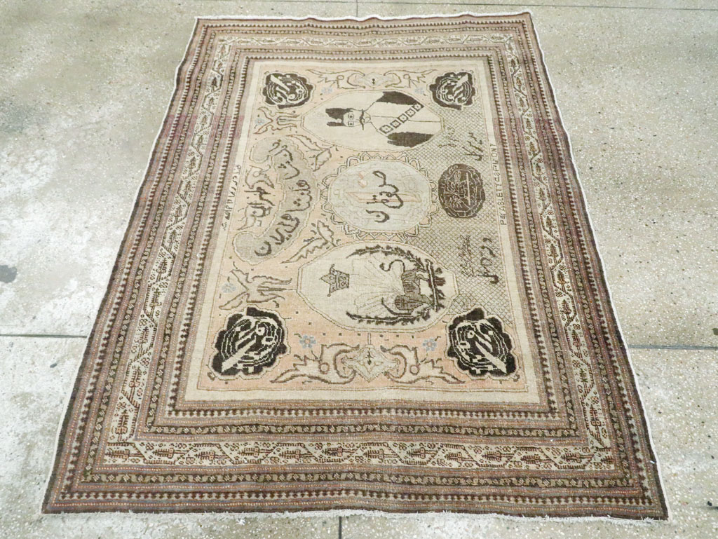 Antique Persian Tabriz Pictorial Rug, No.28901 - Gsblank