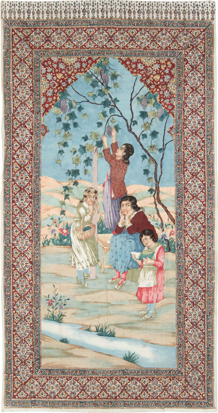 Vintage Persian Isfahan Ghalamkari Textile, No.28904 - Gsblank
