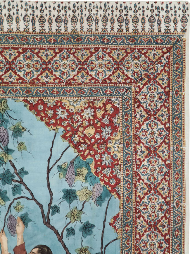 Vintage Persian Isfahan Ghalamkari Textile, No.28904 - Gsblank