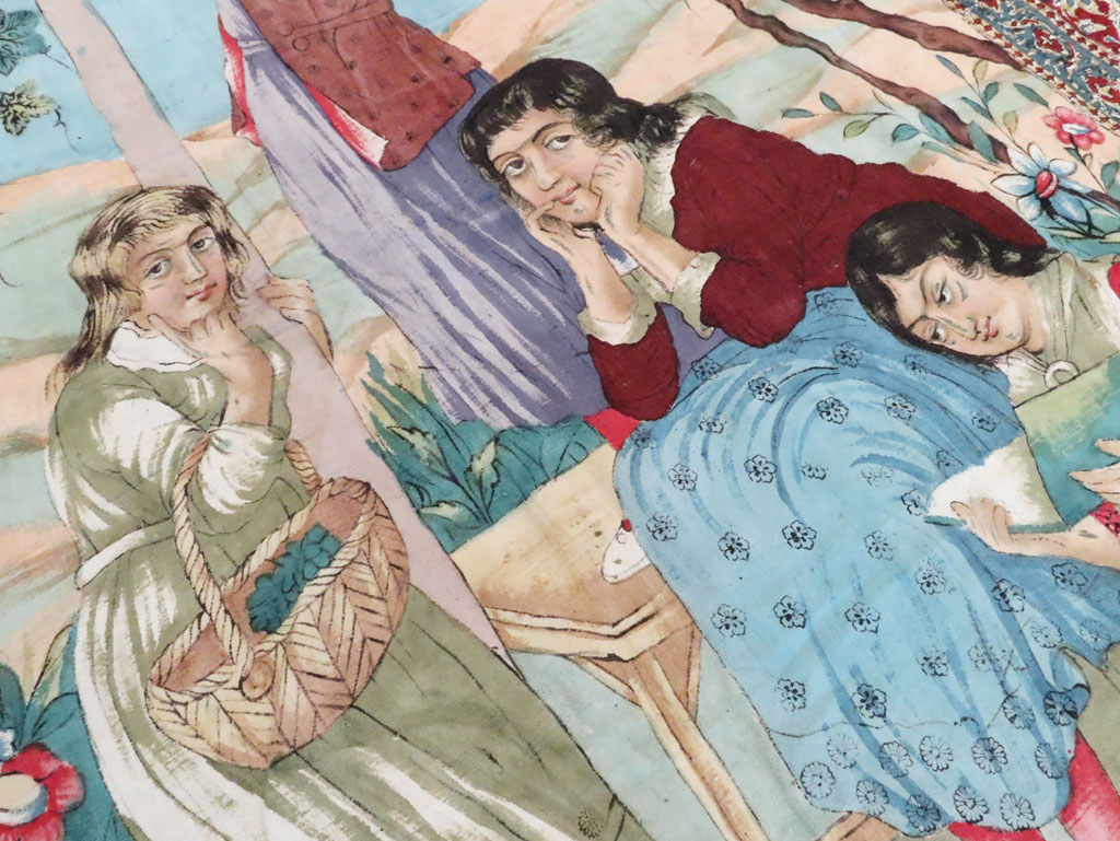 Vintage Persian Isfahan Ghalamkari Textile, No.28904 - Gsblank