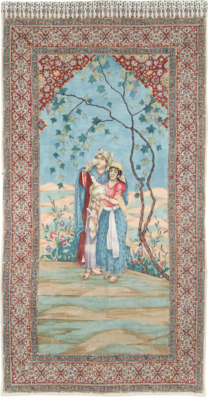 Vintage Persian Isfahan Ghalamkari Textile, No.28905 - Gsblank