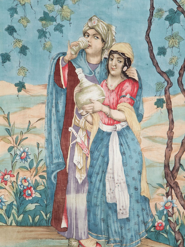 Vintage Persian Isfahan Ghalamkari Textile, No.28905 - Gsblank