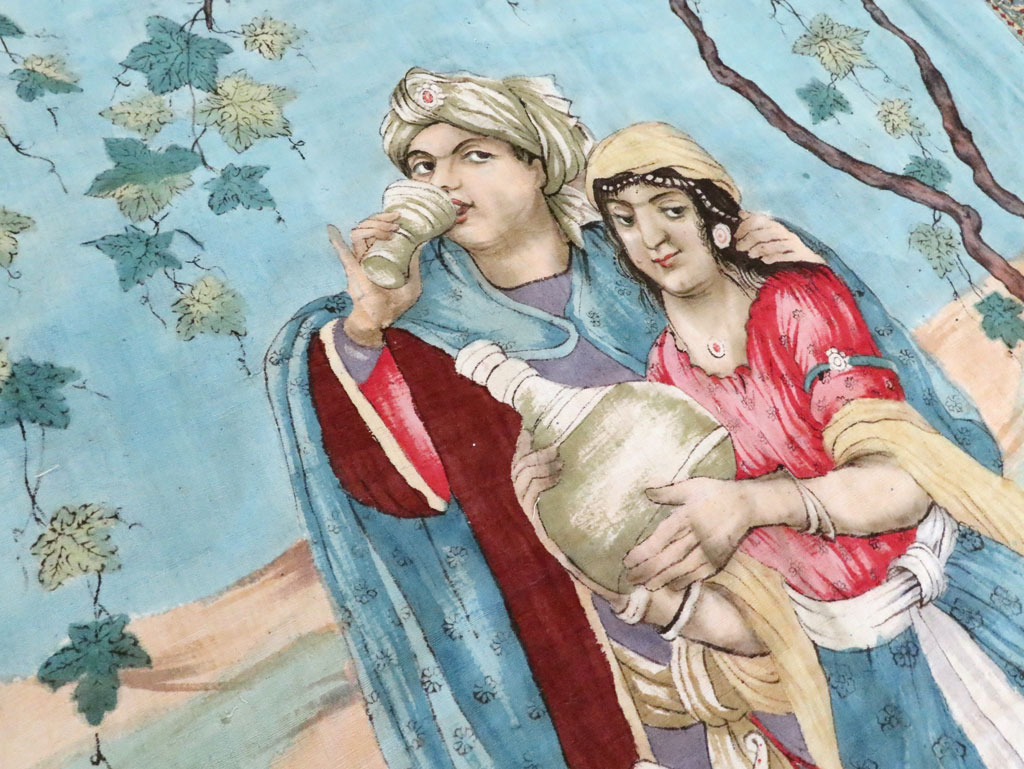 Vintage Persian Isfahan Ghalamkari Textile, No.28905 - Gsblank