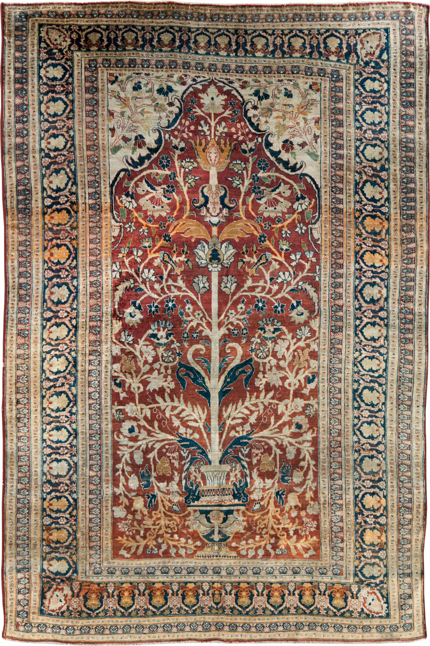 Antique Silk Persian Tabriz Rug, No.28906 - Gsblank