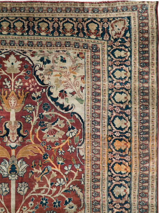 Antique Silk Persian Tabriz Rug, No.28906 - Gsblank