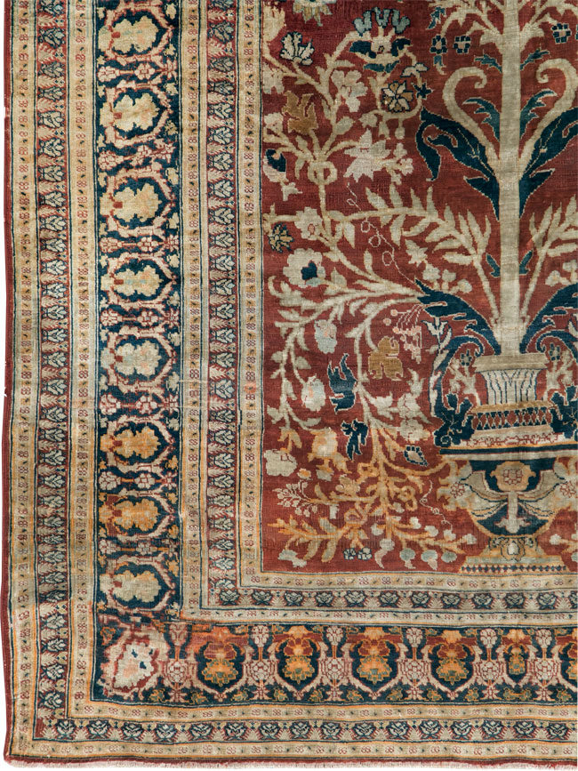 Antique Silk Persian Tabriz Rug, No.28906 - Gsblank