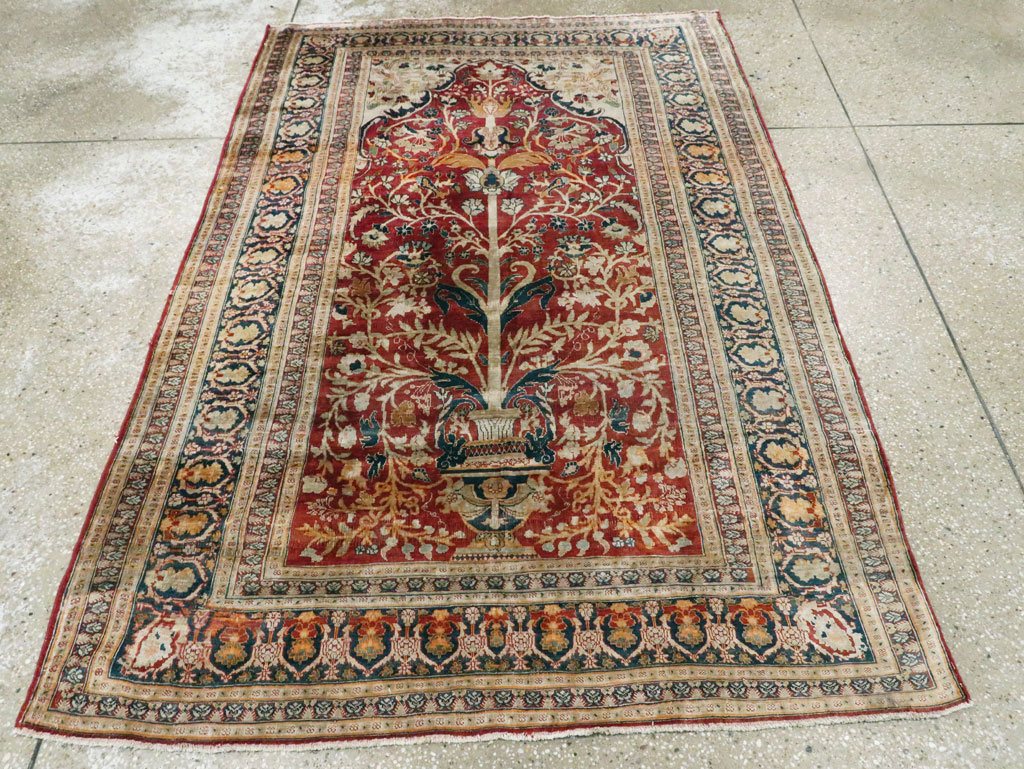 Antique Silk Persian Tabriz Rug, No.28906 - Gsblank