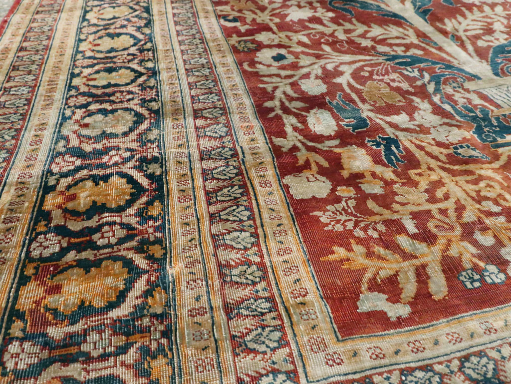 Antique Silk Persian Tabriz Rug, No.28906 - Gsblank