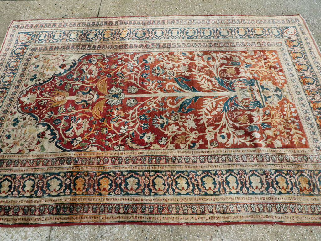 Antique Silk Persian Tabriz Rug, No.28906 - Gsblank