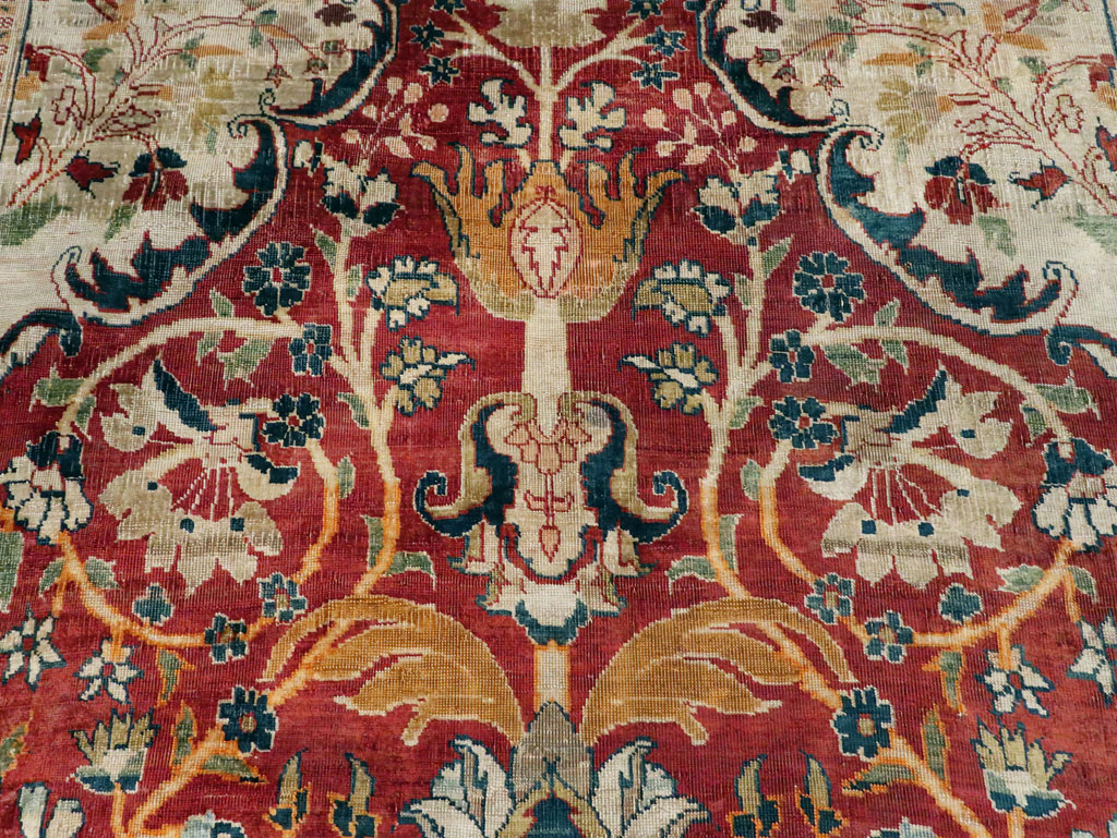 Antique Silk Persian Tabriz Rug, No.28906 - Gsblank