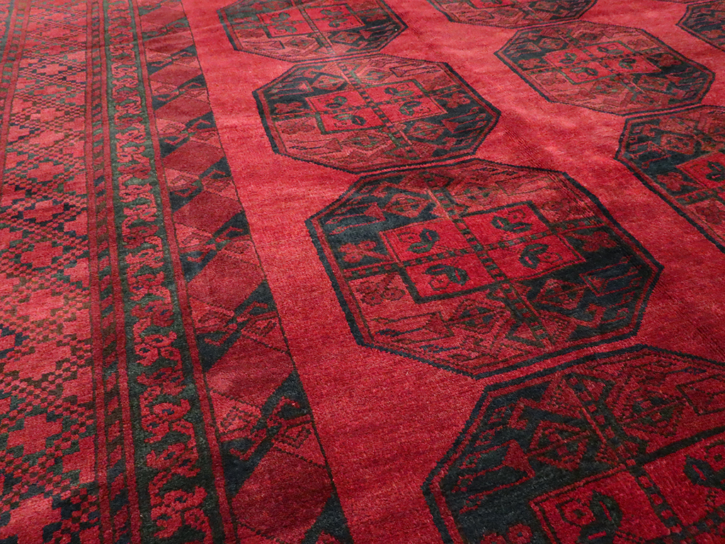 Vintage Central Asian Bokhara Large Room Size Carpet, No.28910 - Gsblank