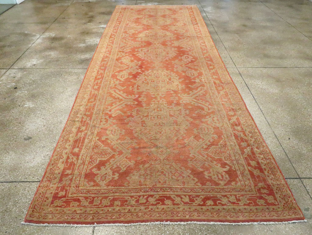 Vintage Turkish Oushak Wide Gallery Runner, No.28911 - Gsblank