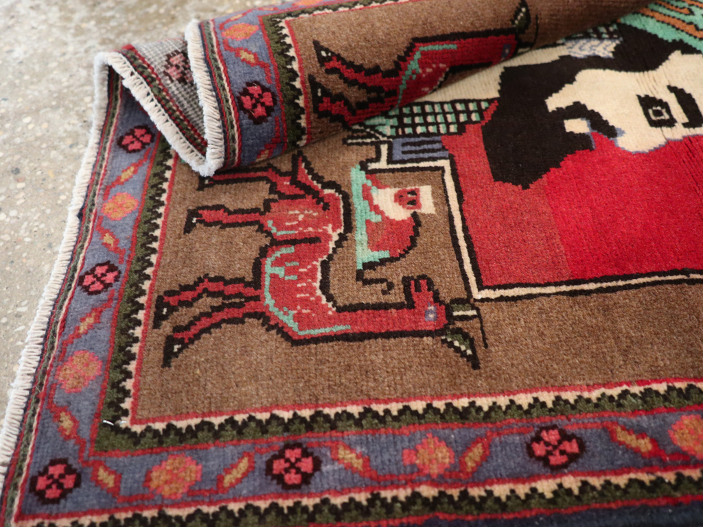 Vintage Persian Mahal Pictorial Rug, No.28916 - Gsblank